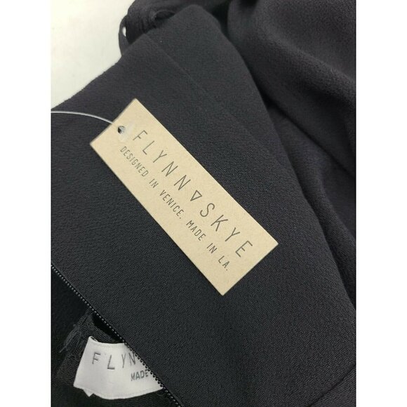 New Flynn Skye Black Ariel Jumper Womens M Lace Up Back Jumpsuit Deep V Rayon - Picture 9 of 9